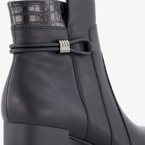 Dames enkellaarsjes met H leest zwart