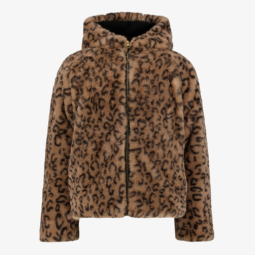 Meisjes jas van imitatiebont met panterprint