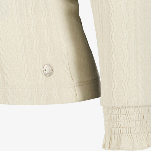 Meisjes top met lange mouwen lichtbeige