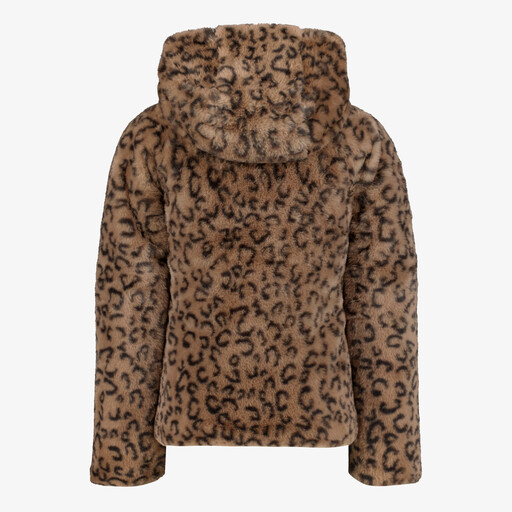 Meisjes jas van imitatiebont met panterprint