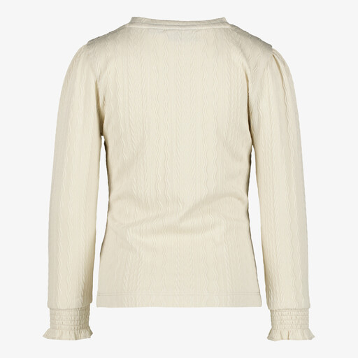 Meisjes top met lange mouwen lichtbeige