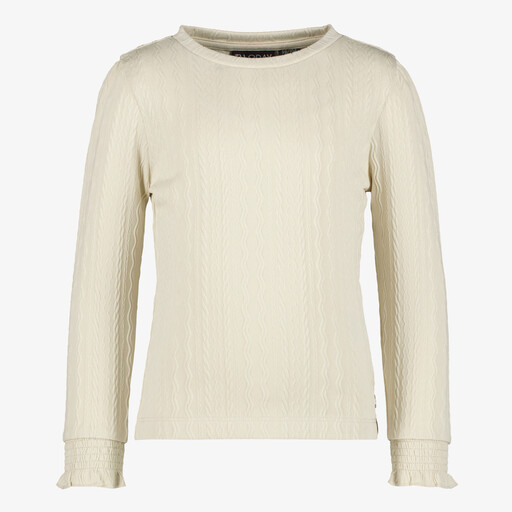 Meisjes top met lange mouwen lichtbeige