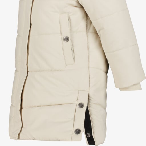Lange winterjas gewatteerd lichtbeige