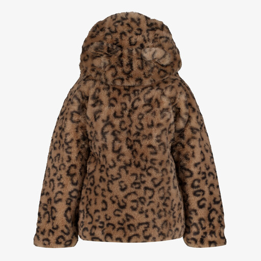 Meisjes jas van imitatiebont met panterprint