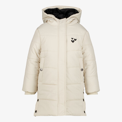 Lange winterjas gewatteerd lichtbeige