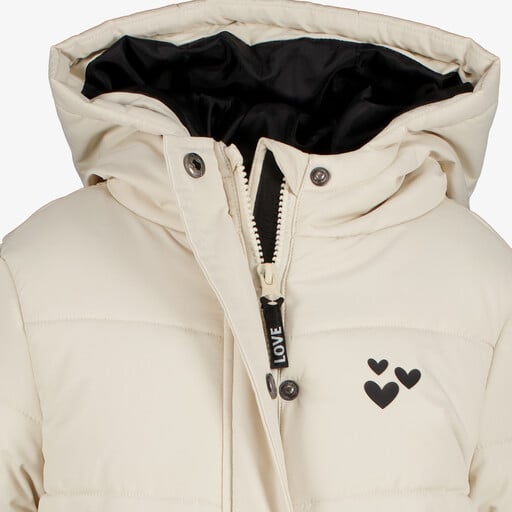 Lange winterjas gewatteerd lichtbeige