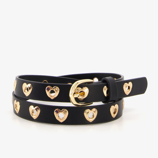 Meisjes riem zwart met hartjes
