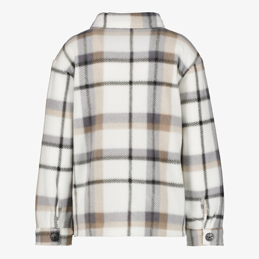 Unsigend geruite jongens blouse beige bruin