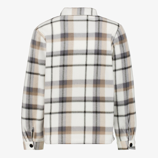 Unsigend geruite jongens blouse beige bruin