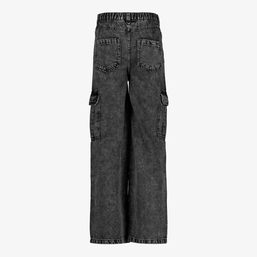Wide leg meisjes cargo jeans donkergrijs