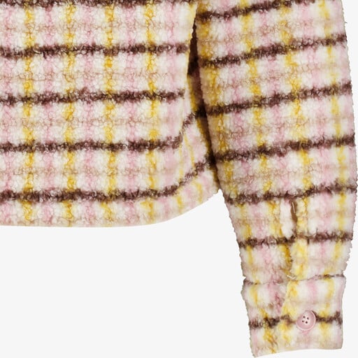 Meisjes teddy shacket met strepen beige roze