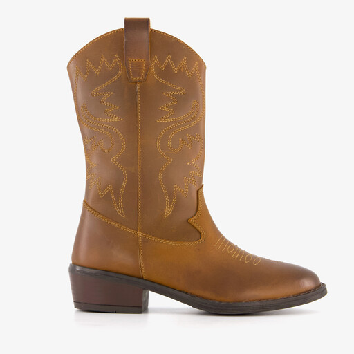 Leren meisjes cowboylaarsjes cognac
