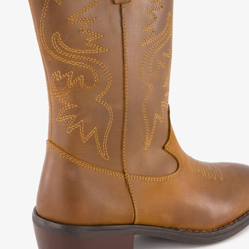 Leren meisjes cowboylaarsjes cognac
