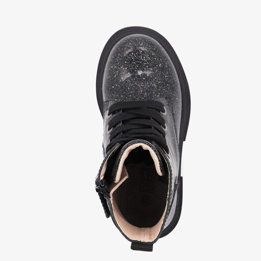 Leren meisjes veterboots zwart