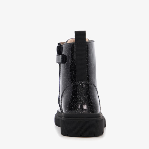 Leren meisjes veterboots zwart
