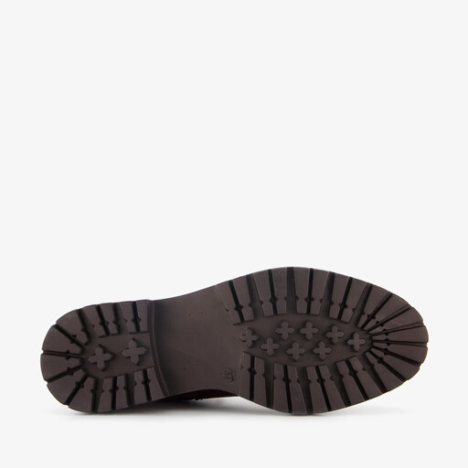 Leren dames veterboots met rits cognac