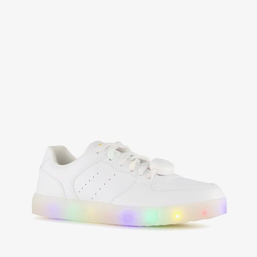 Unisex sneakers wit met lichtjes in regenboogkleuren
