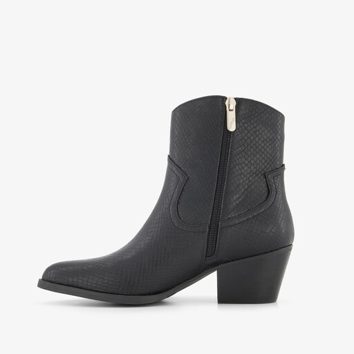 Dames cowboylaarsjes met slangenprint zwart