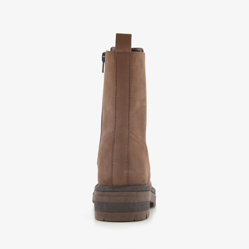 Leren dames boots met rits bruin