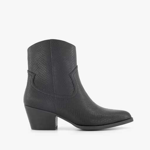 Dames cowboylaarsjes met slangenprint zwart