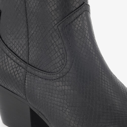 Dames cowboylaarsjes met slangenprint zwart