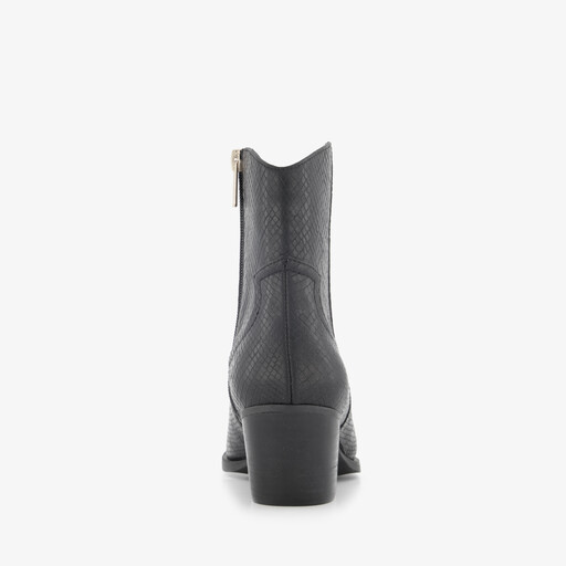 Dames cowboylaarsjes met slangenprint zwart