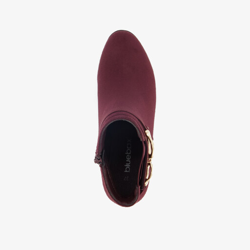 Dames enkellaarsjes met hak bordeaux rood