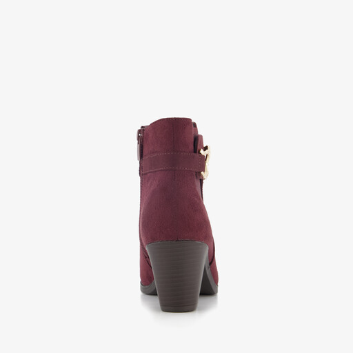 Dames enkellaarsjes met hak bordeaux rood