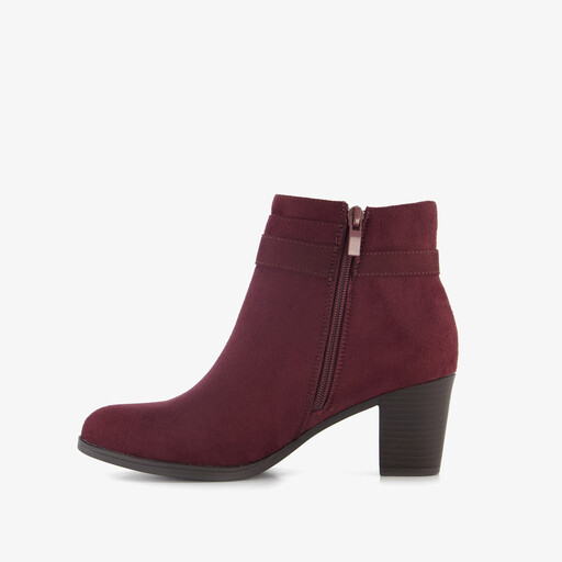 Dames enkellaarsjes met hak bordeaux rood
