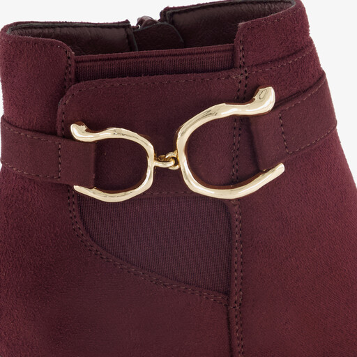 Dames enkellaarsjes met hak bordeaux rood