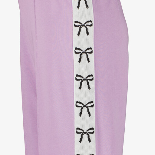 Meisjes wide leg broek lila en zwarte strikjes