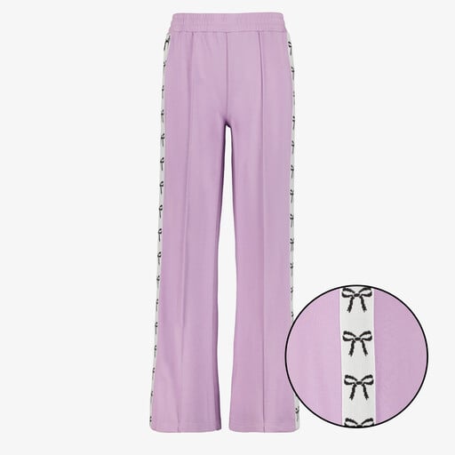 Meisjes wide leg broek lila en zwarte strikjes