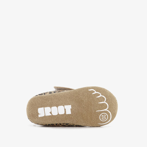 Leren babyschoenen met panterprint bruin beige