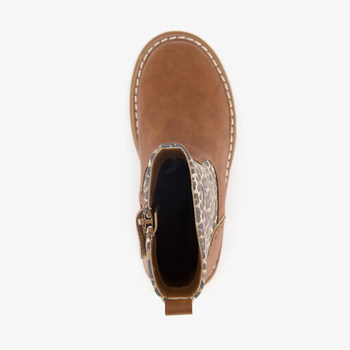 Meisjes enkellaarsjes met luipaardprint cognac