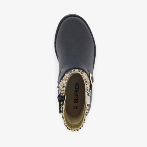 Meisjes enkellaarsjes met luipaardprint zwart