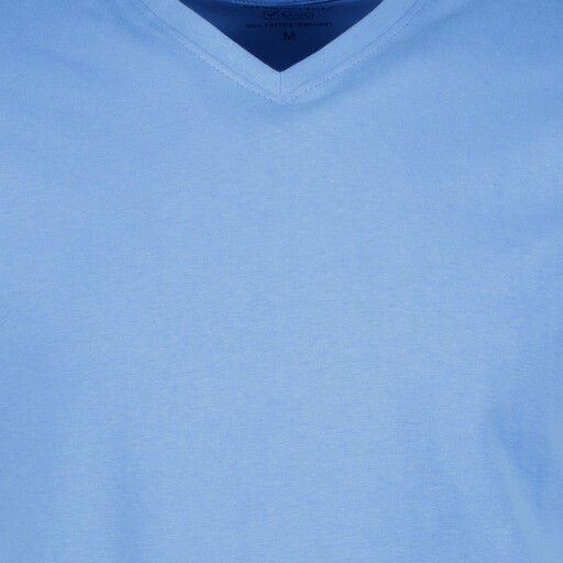 Heren T-shirt katoen met V-hals blauw