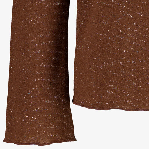 Meisjes top met lange mouwen en glitters bruin