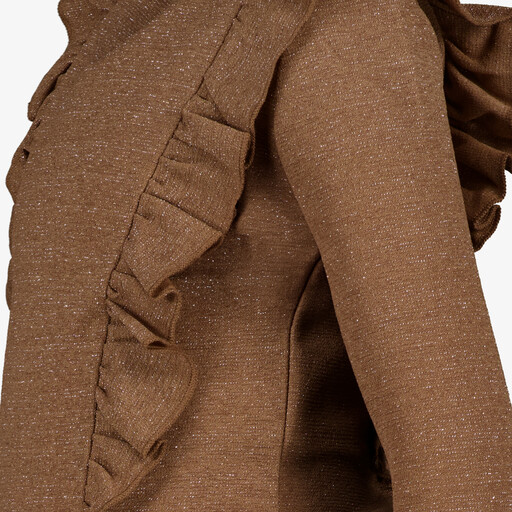 Meisjes top met lange mouwen en glitters bruin