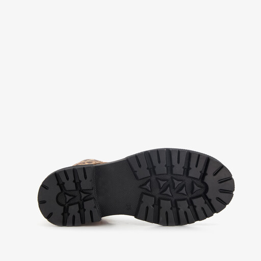 Suède meisjes veterboots met panterprint bruin