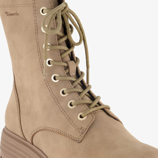 Dames veterboots beige