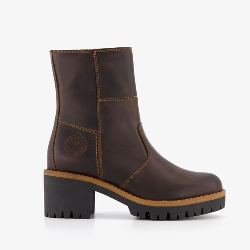 Leren dames boots met hak bruin