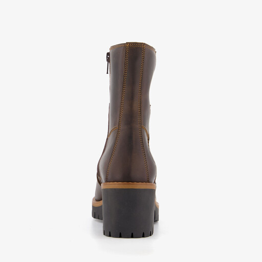 Leren dames boots met hak bruin