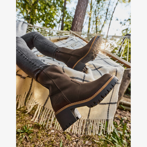 Leren dames boots met hak bruin