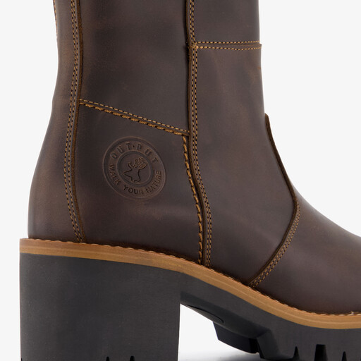 Leren dames boots met hak bruin