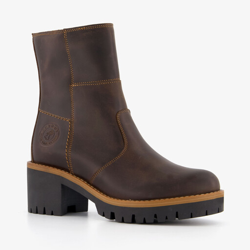 Leren dames boots met hak bruin