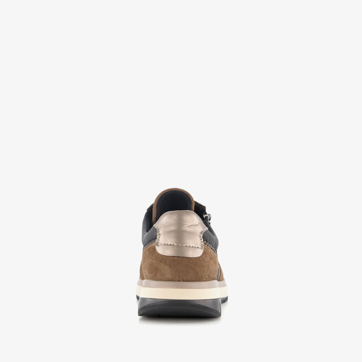 Leren dames sneakers zwart bruin