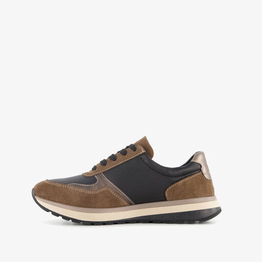 Leren dames sneakers zwart bruin