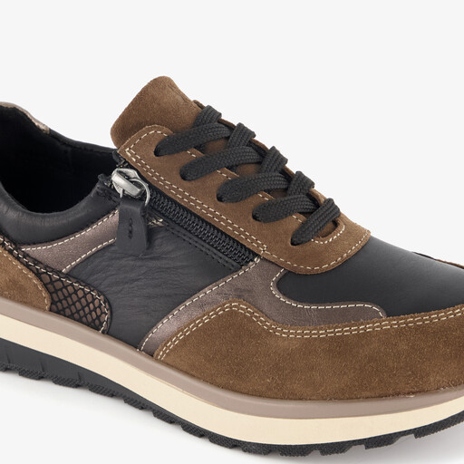 Leren dames sneakers zwart bruin