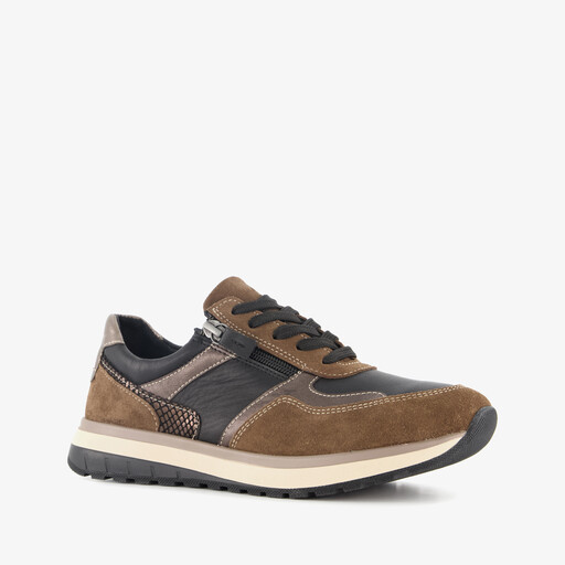 Leren dames sneakers zwart bruin