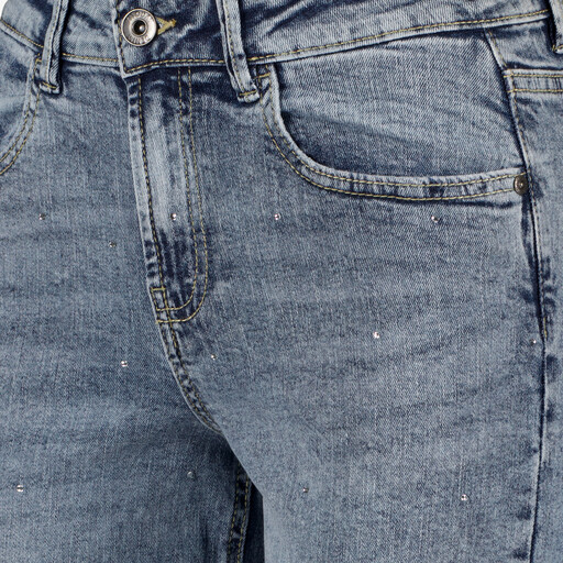 Dames wide leg jeans met studs mediumblauw lengte 31